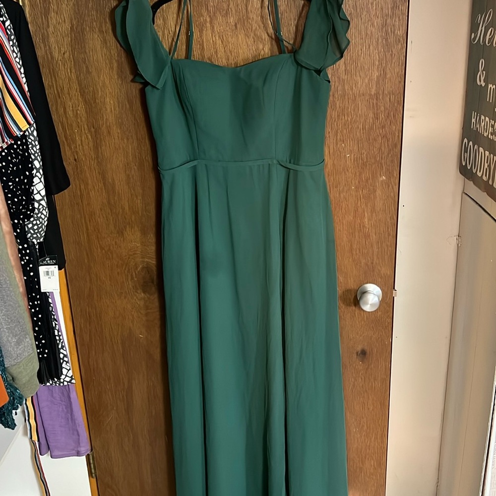 Women’s Azazie A14 Floor Length Dark Green Bridesmaid Dress